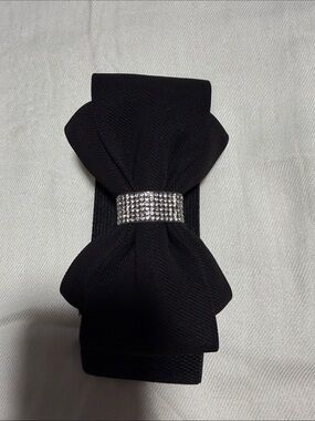 Black Bow Hair Elastic with Rhinestone Band